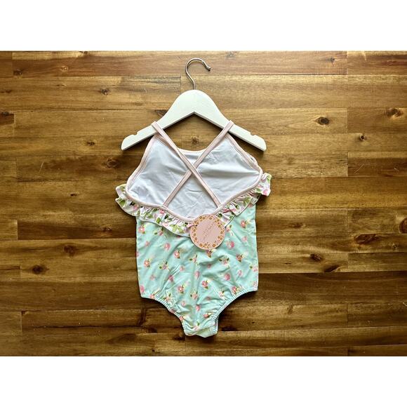 NWT SweetHoney Mary One Piece Swimsuit - Santa Cruz Green Pink Floral Preppy 5 - Picture 3 of 6